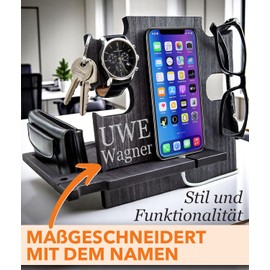 Docking Station personalisiert – Elegantes Geschenk zum Valentinstag für Männer – Organizer aus Holz mit Gravur – Persönlich & hochwertig – Geschenkidee für stilvolle Partner & Ehemänner
