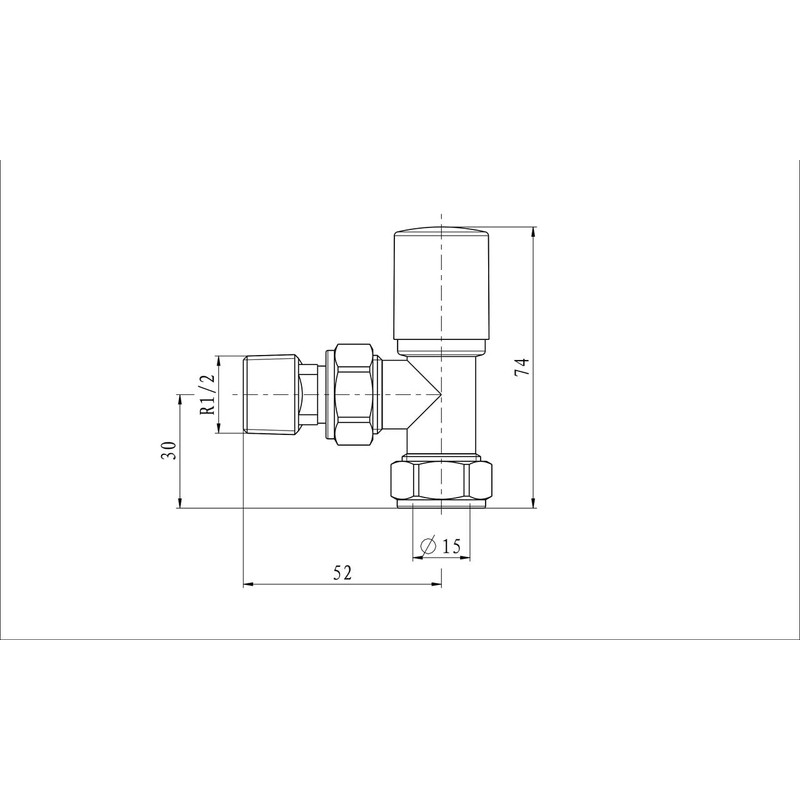 UK Radiators Thermostatic Radiator Valve (TRV) - 15mm Angled Lockshield