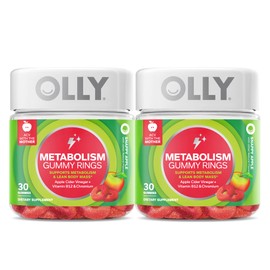 OLLY Metabolism Gummy Rings, Apple Cider Vinegar, Vitamin B12, Chromium, Energy and Digestive Health, Chewable Supplement, Apple Flavor, Twin Pack - 60 Count