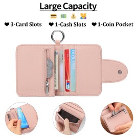 SENDEFN Women's Small Purse with RFID Protection, Mini Short Purse Women's Leather with Zip Wallet, Coin Compartment Purse Women, Pale Pink, Fastened