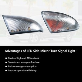 LED Front Right Passenger Side Mirror Turn Signal Light Lamp Assembly Blinker White Puddle Lamp Compatible with Dodge Ram 1500 2500 2010-2018, Ram 1500 Classic 2019-2022, Replacement for 68064948AA