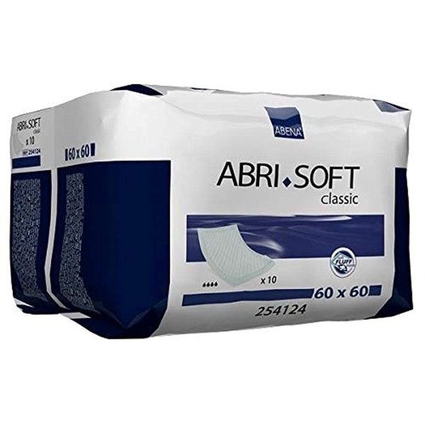 Abena Abri-soft Classic Disposable Pads for Light Incontinence 60 x 60 cm Absorbency 1300 ml Pack of 10
