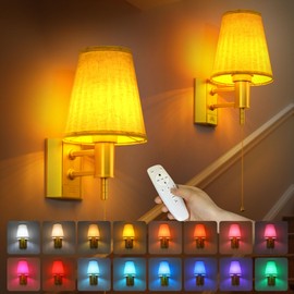 Jantolumi Battery Operated Wall Sconces Gold Remote Control Wireless 5200mAh Rechargeable Wall Lights, Vintage Style 16 Colors Timer & Dimmable Battery Wall Lamp for Bedroom, Living Room, Hallway