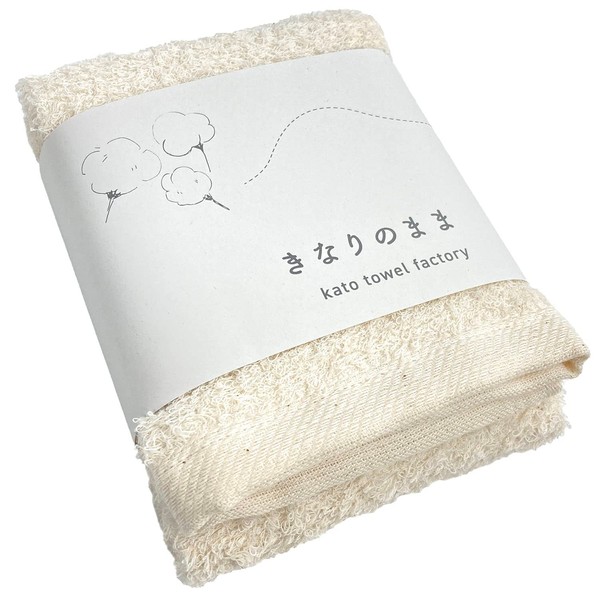 Kato Towel, Kinari no Mama Face Towel, Unbleached, 1 Piece, 35.4 x 13.0 inches (90 x 33 cm), Plain, Made in Japan, Soft, Highly Absorbent, Unbleached, 100% Cotton