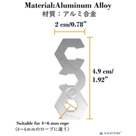 NACETURE Aluminum Alloy Rope Tensioner Camping Tent Guyline Cord Adjuster Camping of Gear for Camping, Hiking, Backpacking Ultralight Tent Stakes Guy Lines Tensioner Tent Cord (Big Sliver 10 Pack)