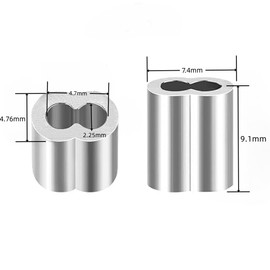Loopunk Wire Rope Sleeves, Wire Crimping Hardware, Aluminum Sleeve, 0.08 inch (2 mm) Octagonal, Aluminum Clamp Tube, Aluminum Alloy for Wire Ropes, Crimping Machine Fixing, Set of 100, Aluminum Crimp