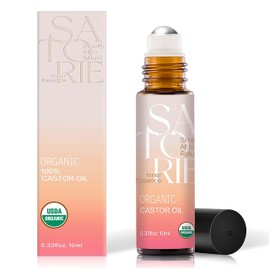 Satorie Organic Castor Oil with Rollerball - USDA Certified Pure Castor Oil Roll-on for Face, Under Eyes, Brows & Lashes; Deep Moisture, Soothing, Promotes Hair Growth