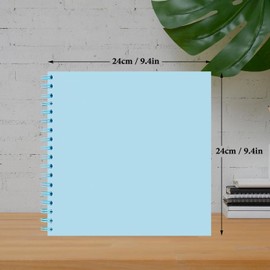 JAECU Photo Album for DIY and Gluing, 24 x 24 cm, DIY Spiral Album, Scrapbook Album, 80 Pages, Photo Albums, Guest Book for Birthday, Wedding (Blue)