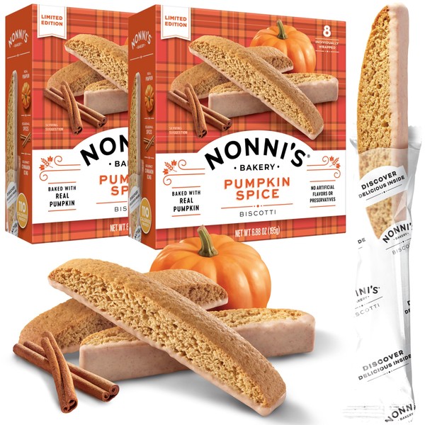 Nonnis Bombkin Spice Biscotti edición limitada envuelta individualmente 6.88 oz. (Paquete de 2)