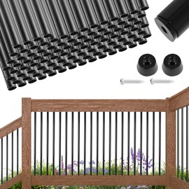 101 Pack 26 Inch Aluminum Deck Balusters 3/4" Diameter Hollow Round Balusters for Deck Railing Deck Spindles with Screws for Railing Fencing Balusters Staircase Spindles with Connectors