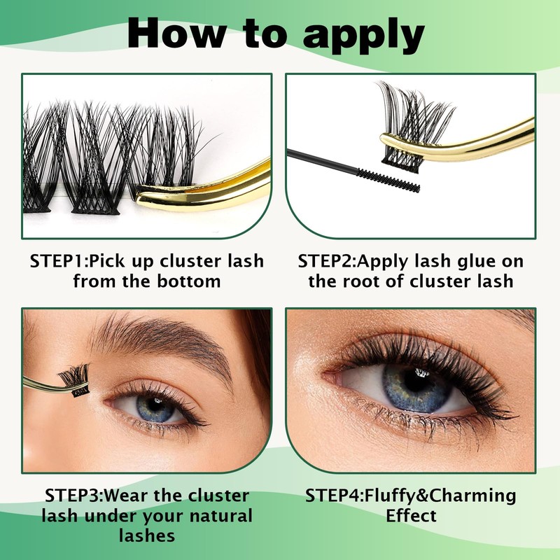Lash Clusters,96pcs Individual Lashes C Curl 10mm Eyelash Clusters KEYYOU