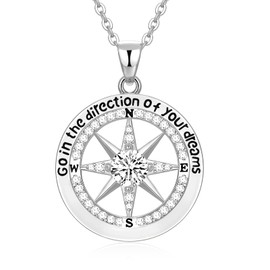 2024 Graduation Gifts Sterling Silver Compass Graduation Necklace as High School College Graduation Gifts for Granddaughter Daughter Class of 2024 Senior Graduation Gifts for Women Girls Her