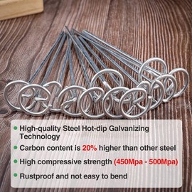 Xshelley 50Pcs Circle Top Landscape Staples, 6 Inch Garden Stake 11 Gauge Galvanized Landscape Fabric Stakes, Heavy Duty Yard Lawn Spikes for Outdoor Soil Gardening Weed Barrier Sod Fabric