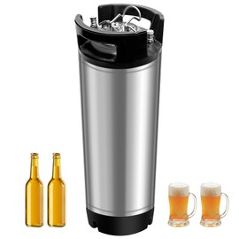 Julymoda 5 Gallon Ball Lock Keg, Stainless Steel Beer Keg with Rubber Handle, Corny Keg for Home Brew