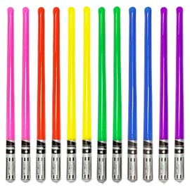 Pack of 12 Party Weight Inflatable Lightsaber- 2 Pink, 2 Red, 2 Yellow, 2 Green, 2 Blue, 2 Purple Rainbow Pack