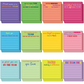 Yinder 24 Pcs Thank You Gifts Bulk Employee Appreciation Sticky Notes with Inspirational Sayings Team Building Notes Pad for Teacher Nurse Coworker Office Supplies 3 x 3''(Dark Color,Appreciation)