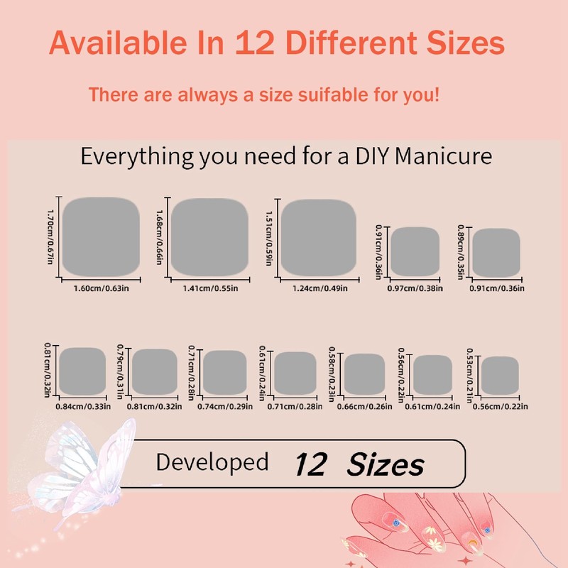 24Pcs Gradient Pink Press on Toenails - Short Square False