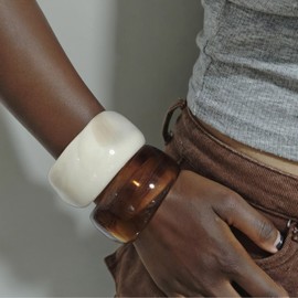 MSSIEJEW Acrylic Chunky Bangle Bracelets for Women, Irregular Acrylic Resin Bangle Geometric Cuff Wide Statement Jewelry Set