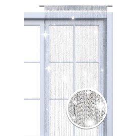 wometo String Curtain, Glitter Curtain, OekoTex, 90 x 245 cm, Pink, Silver, Shiny, Decorative Scarf, Transparent, Semi-Transparent, Christmas