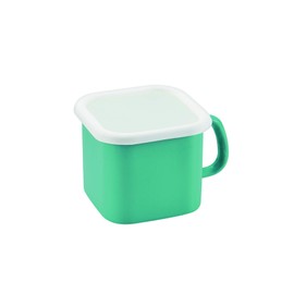 Pearl Metal HB-5364 Cookpot, Square Type, 4.7 inches (12 cm), Enamel, Induction Compatible, Can be Used as a Single Handed Pot, Storage Container, Ready to Refrigerator, Blue