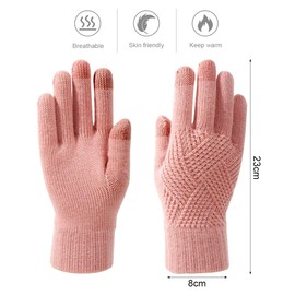 Cadimus Women's Winter Touchscreen Gloves, Thickened Winter Gloves, Double Layer Touchscreen Knitted Gloves for Winter, Thickened with Velvet, Keep Warm While Driving, pink