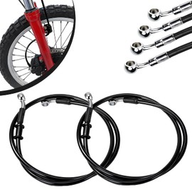 JFG RACING 2pcs Motorcycle Brake Hoses 500mm-2000mm Hydraulic Reinforced Brake Clutch Hoses for Pit Dirt Bike Enduro, Motocross, ATV, Quad (1100mm Black)