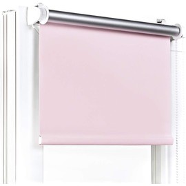 Modern Blackout Roller Blind, No Drilling Required, Window/Balcony Door, W 75 x H 120 cm, Pale Pink, Klemmfix, Easy Installation, Thermal Protection, Optimal Temperature Control, Ideal for Privacy