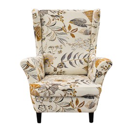 NILUOH Wing Chair Slipcovers 2 Pieces Stretch Spandex Wingback Chair Covers Washable Slipcover for Wingback Armchairs Non-Slip Furniture Protector with Elastic Bottom for Living Room