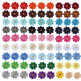 SIRLOMU Pack of 27 patches, patches, Velcro, patches, embroidered patches, iron-on patches for hat, jeans, jackets, backpacks, DIY accessories (daisy flower)