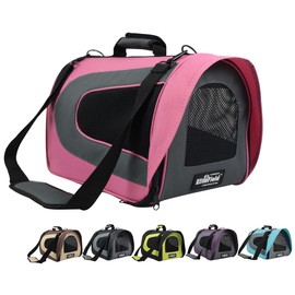 EliteField Deluxe Soft Pet Carrier (3 Year Warranty, Airline Approved), Multiple Sizes and Colors Available (20" L x 11" W x 11" H, Pink+Gray)