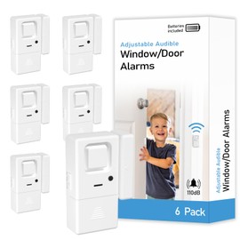 Door Window Alarms - 6 Pack - Adjustable Volume, Chime/Alarm, Wireless, Door Window Alarm Sensor for Home Security, Kids Safety, Door Open Alert Security Alarm for Home, Apartment and more, by Rosmila