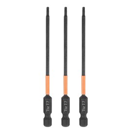 sourcing map 3pcs T7 Torx Head Screwdriver Bit 4" (100mm) Long 1/4" Hex Shank Magnetic No Hole Tamper Proof 6 Point Star Screw Driver Drill Bits Phosphate S2 Steel Industrial Power Tools