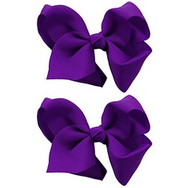 NYFASHION101 Toddlers' Girls' Smooth Grosgrain Ribbon Bow Alligator Clip, Purple