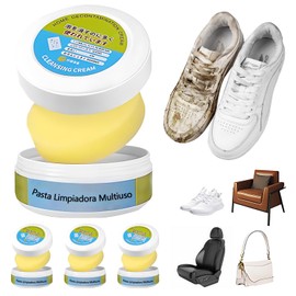 4 piezas Crema Para Limpiar Tenis Blancos, Crema Limpiadora De Tenis Con Esponja, cleaning paste Multifuncional para Zapatos, Crema Quitamanchas SolucióN De Limpieza Para Zapatos, Ropa Y Muebles