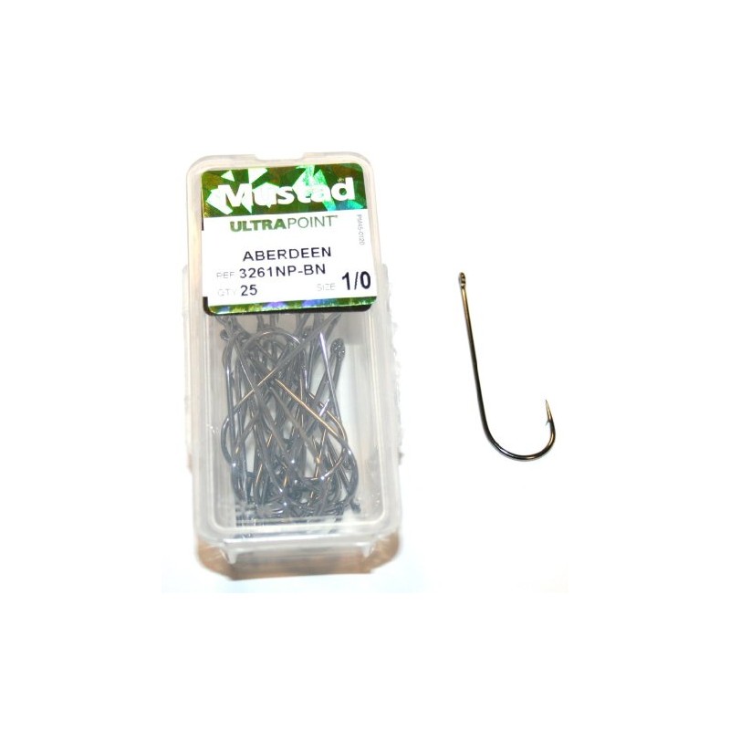 Mustad Aberdeen 3261NP-BN Size 1/0 Qty-25
