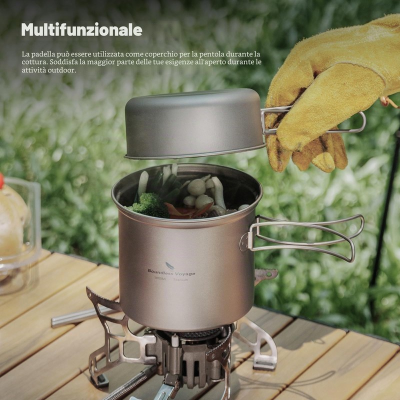 Boundless Voyage Pentola in titanio con manico pieghevole Set di