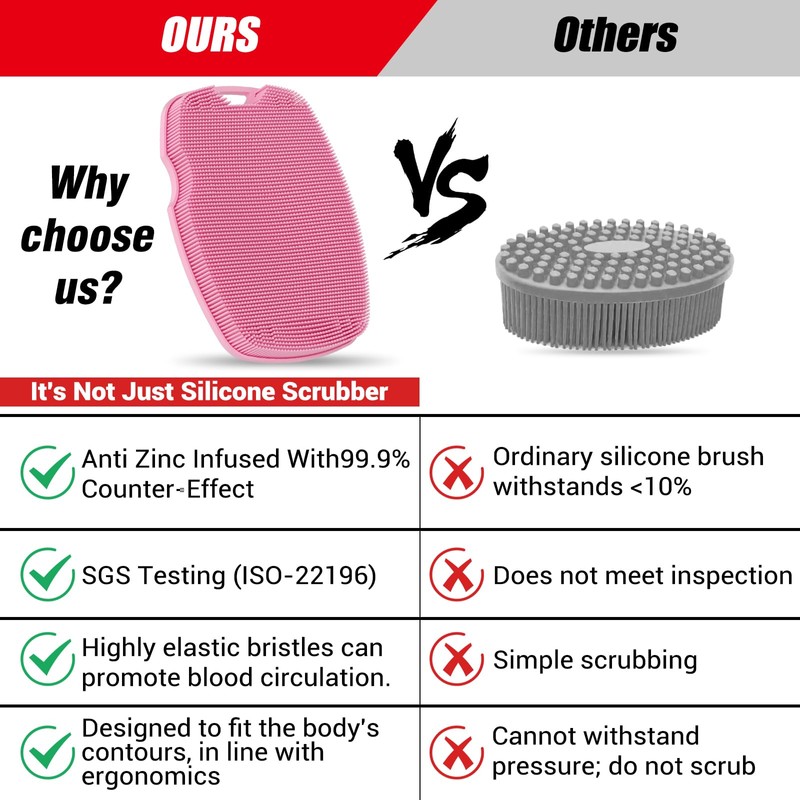 Canroom Silicone Body Scrubber - Anti Zinc Infused-Highly Elastic Bristles