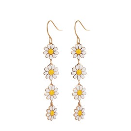 Flower Earrings for Women Daisy Dangling Earrings Daisy Sun Flower Colorful Long Drop Earrings Summer Floral Earrings for Women Gifts Holiday Jewelry-White