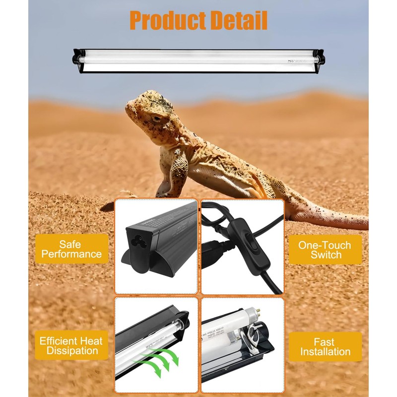 MouMouPurr 24W T5 UVB Reptile Light Fixture Combo Kit –