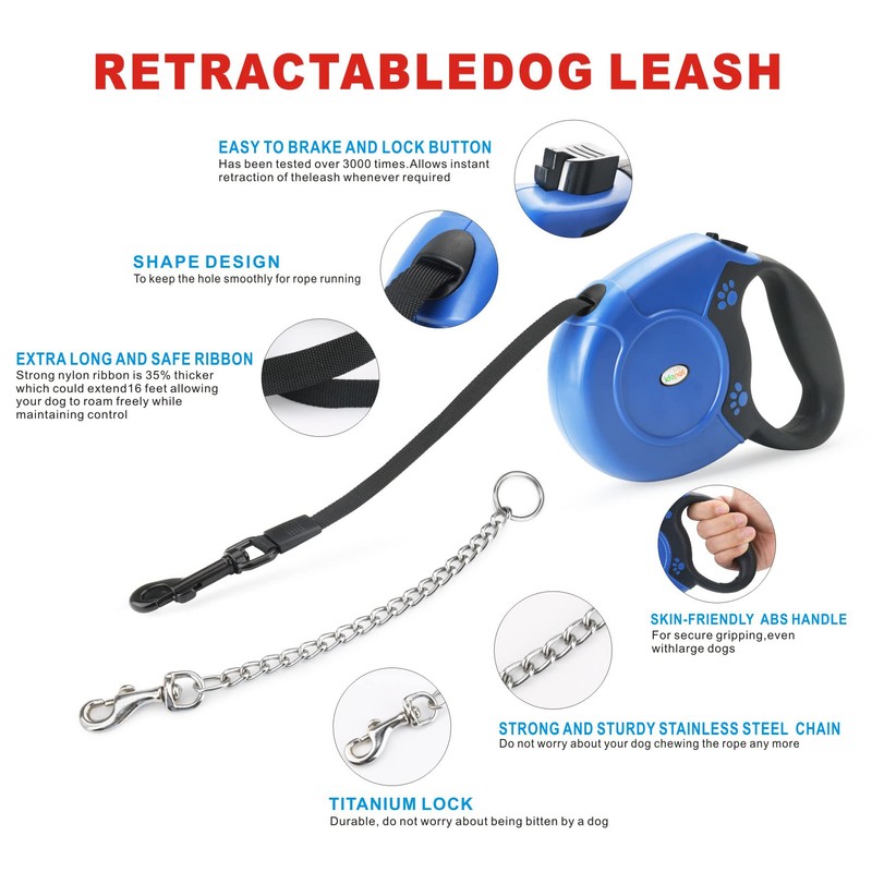 Idepet Heavy Duty Retractable Dog Leash for Small and Medium