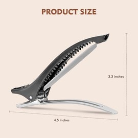 Paquete de 12 pinzas profesionales para el cabello para estilizar, pinzas antideslizantes sin marcas con forma de pico de pato y banda de silicona, pi