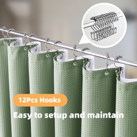 LaCyan 3 in 1 Waterproof Waffle Weave Shower Curtain and Clear Liner Set with 12 Stainless Steel Hooks Double Sided for Bathroom 72 Inches Heavy Duty Polyester Fabric Shower Curtains 72x84