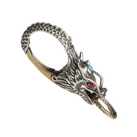 BESPORTBLE Dragon Head Keychain Vintage Feng Shui Chinese Dragon Bead Key Ring Good Luck Key Holder Car Purse Bag Charm Pendent for Safely Wealth Porsperity Success