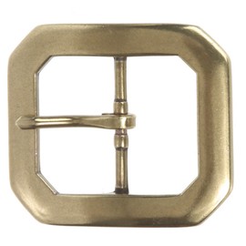 1 5/8" (40 mm) Single Prong Octagon Rectangular Belt Buckle, Antique Brass