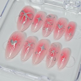 Hologram Iron Handmade Nail Tips - Petite Almond / 홀로그램 쇠맛 수제네일팁 - 쁘띠 아몬드