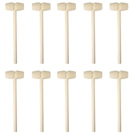 Small Wooden Hammer, Mallet Mashing Hammering Made of Wood, Mini Crab Striking Hammer Mallet, Leather Craft DIY Tool (Pack of 10 - Flat)
