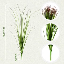 QIUKUN 16PCS Artificial Plants Fake Bushes Artificial Shrubs Wheat Grass Greenery Artificial Greenery Stems Fake Outdoor Plants for House Plastic Outdoor UV Resistant Faux Grass (16)