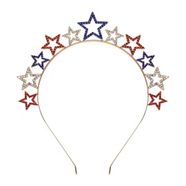 American Flag Headband Tiara Patriotic 4th of July Party Supplies Hair Accessories Red White and Blue Star Rhinestone Headbands Memorial Independence Day Hair Decors USA Flag Hairband Headpiece