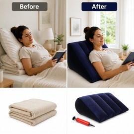 Inflatable Wedge Pillow for Travel and Camping – Lightweight Lumbar, Leg and Back Support Cushion
