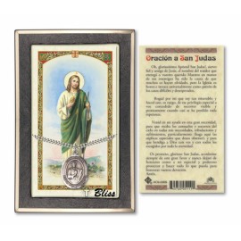 Bliss Sterling Silver San Judas Religious Medal Pendant Necklace 24" Chain